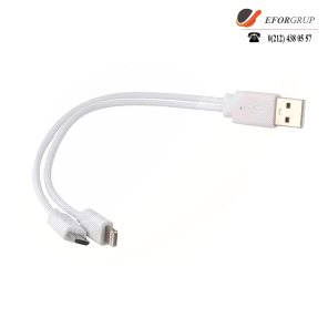 2 li Powerbank Kablosu Android ve iOS Uyumlu