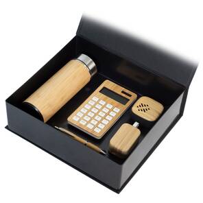 BAMBU VIP KUTU SET (TERMOS - HESAP MAKİNESİ - HOPARLÖR - KULAKLIK - KALEM)