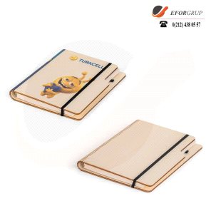 Baskılı Ahşap Defter ( 17 x 21 cm )