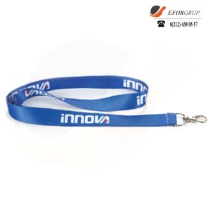 Baskılı Mavi Boyun İpi