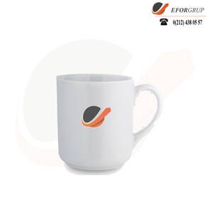 Baskılı Düz Beyaz Porselen Kupa