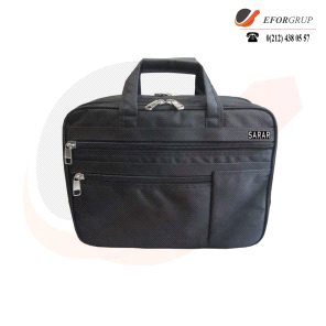 Siyah Logo Baskılı Laptop Çantası