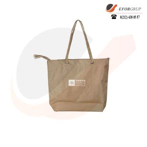 Baskılı Fermuarlı Plaj Çantası