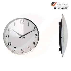 Bombeli Krom Çerçeve Duvar Saati