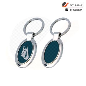 Çift Taraflı Logo Baskılı Metal Anahtarlık