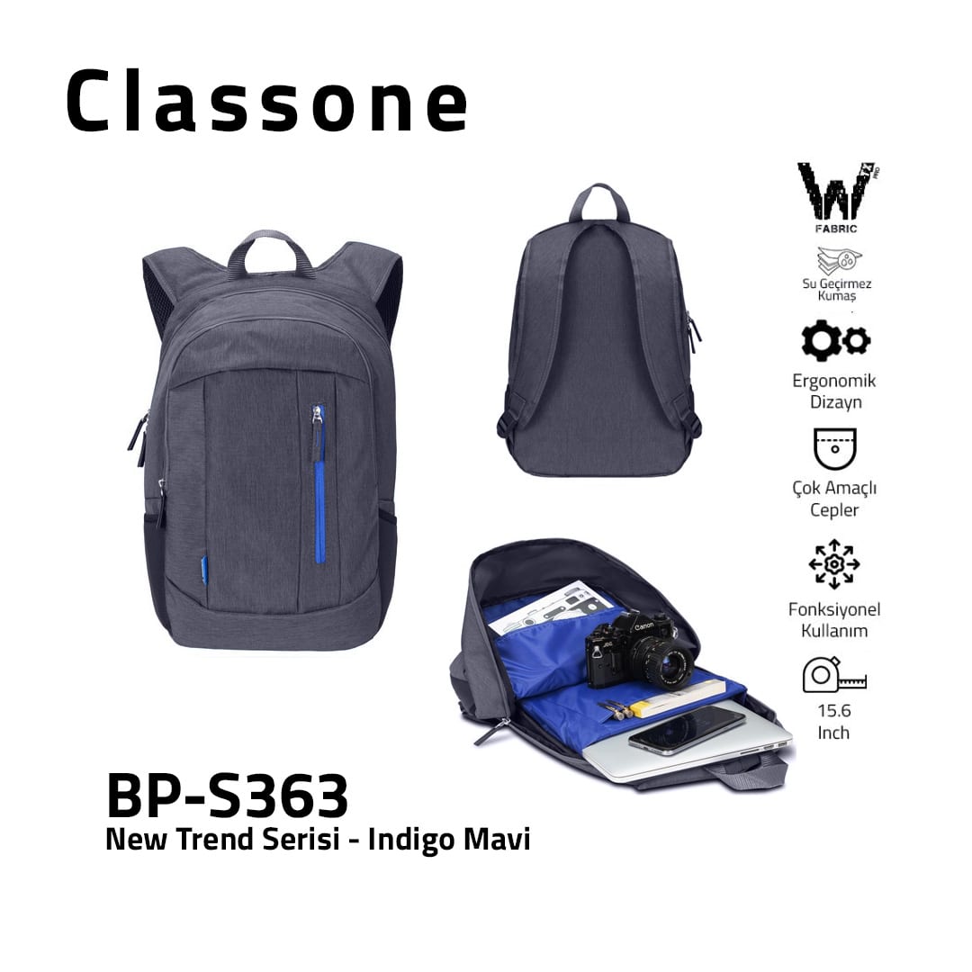 Classone BP-S363 WTXpro Su Geçirmez Kumaş New Trend Sırt 15, 6 İnch Çantası - Mavi