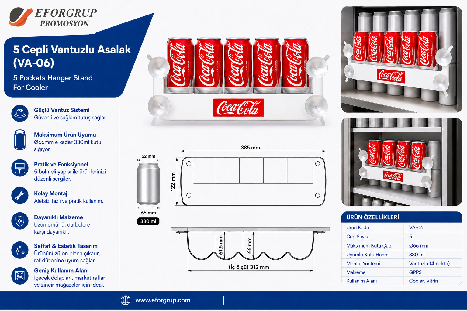 5 Cepli Vantuzlu Asalak Stand VA-06 - 330 ml