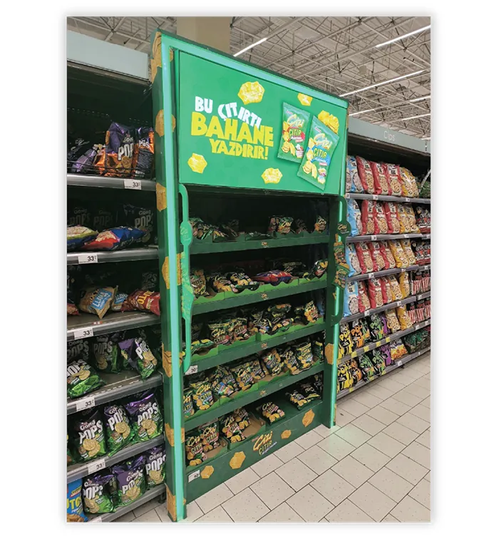Baskılı Gondol Ürün Teşhir Standı - Market ve Mağaza
