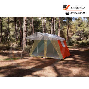 Iki Odalı Suni Deri Kamp Çadırı - Turuncu Krem