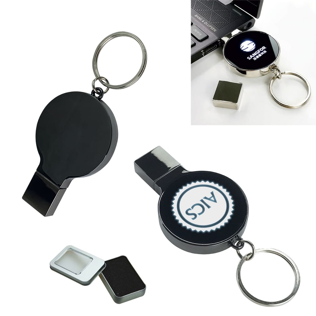 Işıklı Lazer Kazıma Metal Usb Flash Bellek - Logo Baskılı