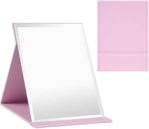 KATLANABİLİR DERİ MASAÜSTÜ AYNA PEMBE