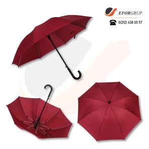 Koyu Kırmızı Baston Şemsiye