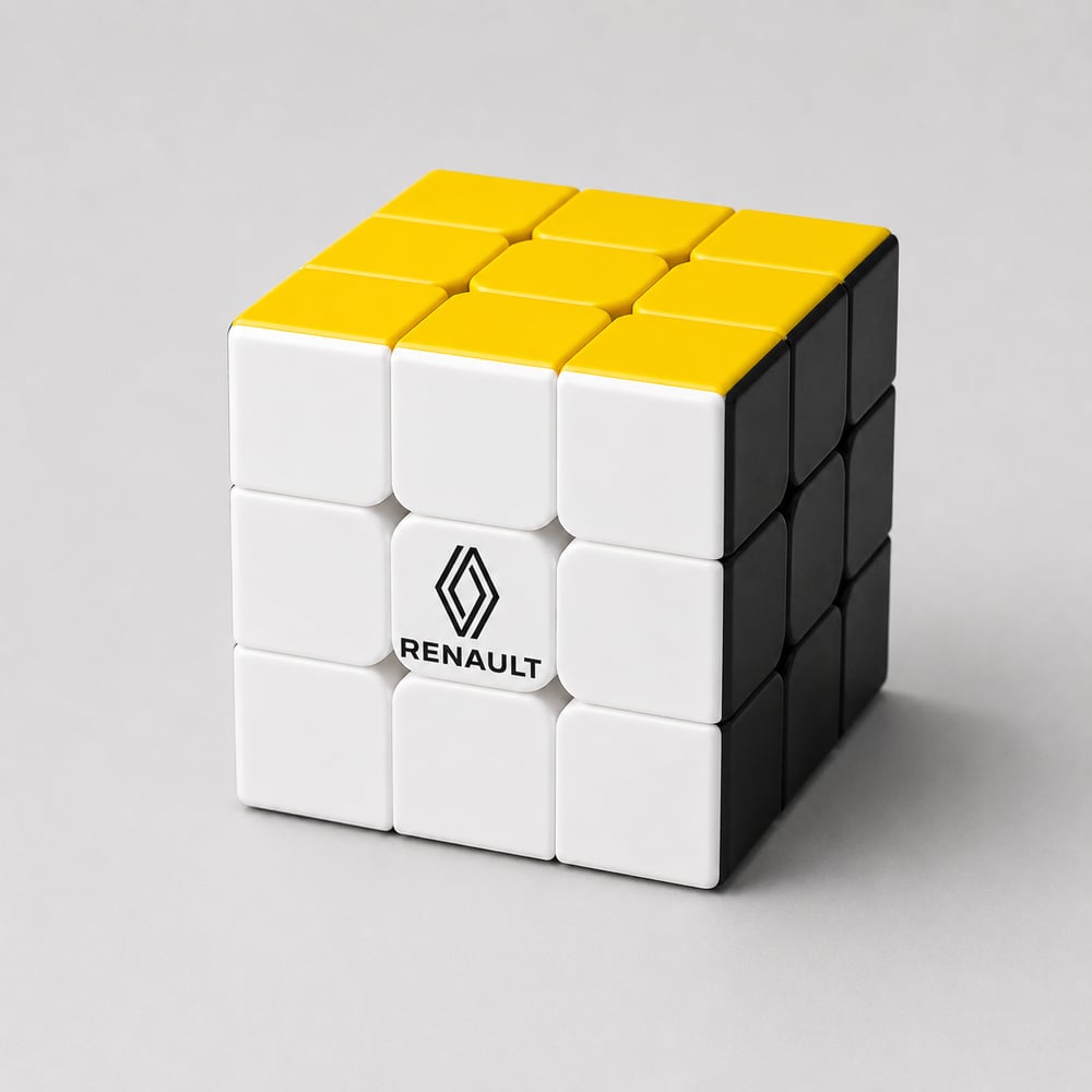 Kurumsal Akıl Küpü Sarı-Siyah - Logo Baskılı 3x3 Sihirli Küp