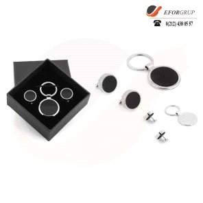 Kutulu Yuvarlak VIP Set (Metal Anahtarlık+Kol Düğmeli)