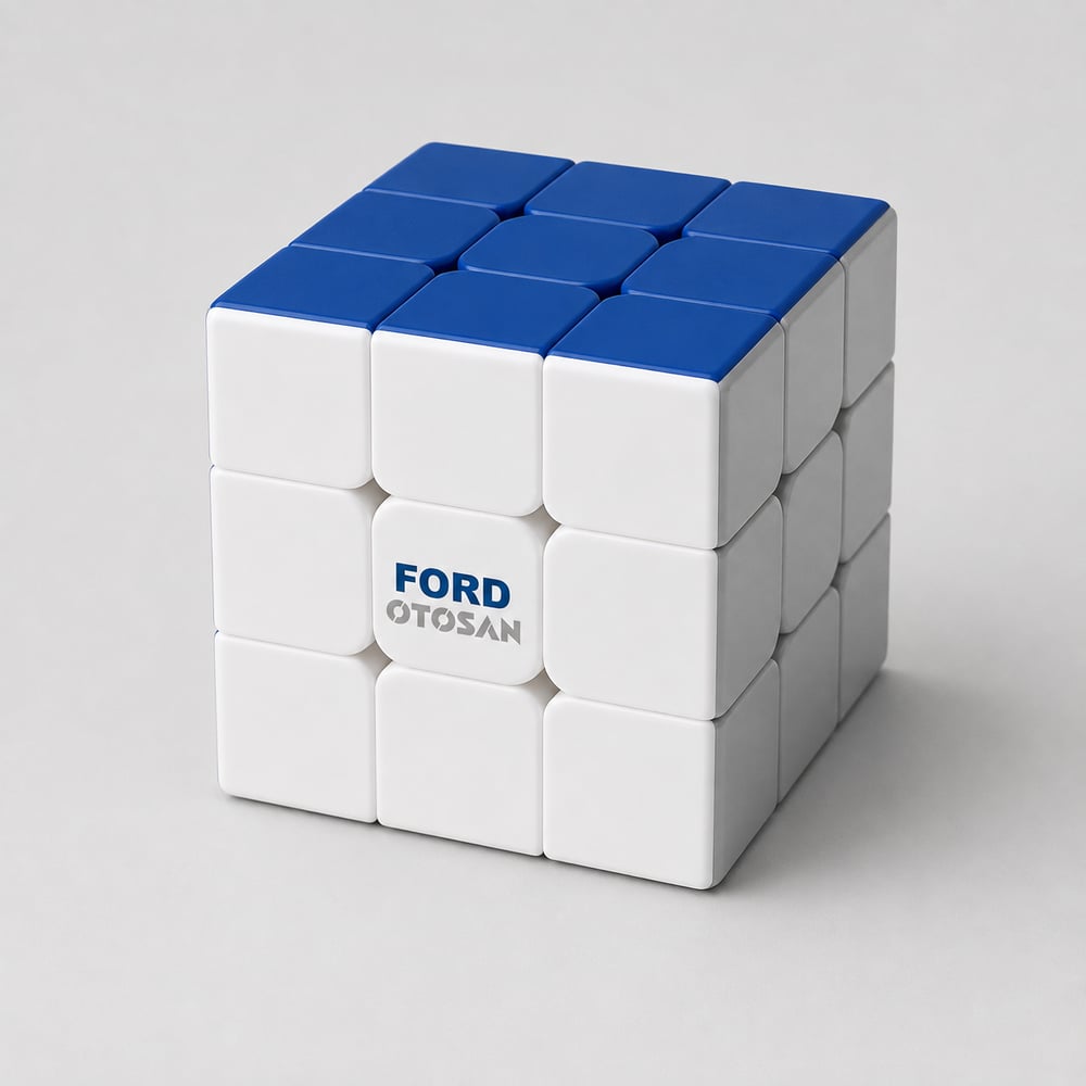 Logo Baskılı Magic Cube Mavi-Gri - Kurumsal 3x3 Zeka Küpü
