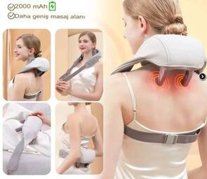 MASAJ ALETİ Şarjlı Yeni Nesil 8D Boyun Sırt Omuz Yoğurma Asmalı Masaj Yastığı