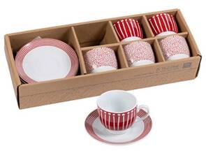 Mercury Kırmızı 6lı Porselen Türk Kahvesi Fincan Seti