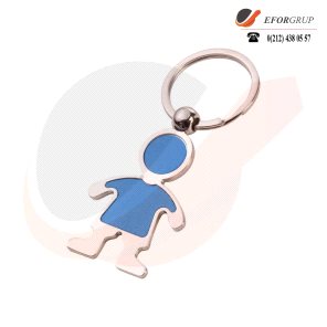 Metal Mavi Figürlü Anahtarlık