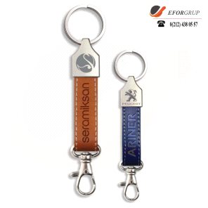 Metal Başlıklı Askılı Termo Deri Anahtarlık