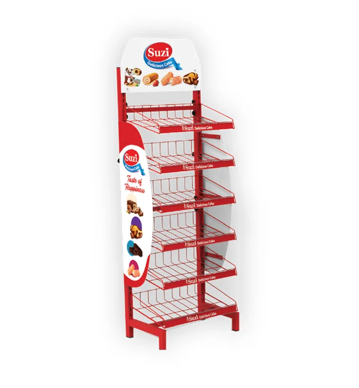 Logo Baskılı Metal Teşhir Standı - Zincir Market