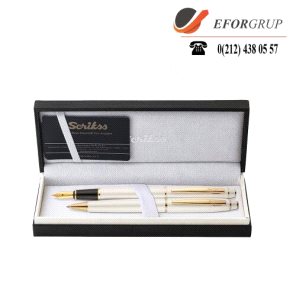 Noble Beyaz-Altın 2'Li Dolma,Tükenmez Kalem Seti