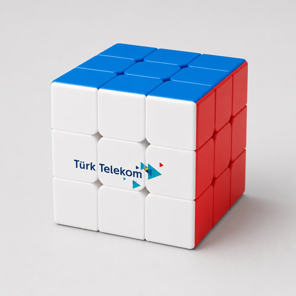 Promosyon Bulmaca Küpü Mavi-Kırmızı - Logo Baskılı 3x3 Zeka Küpü