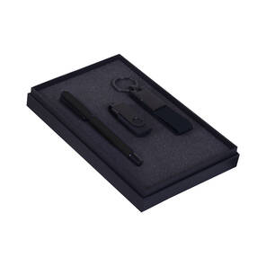 PROMOSYON KUTULU HEDİYE SETİ / ANAHTARLIK USB BELLEK KALEM SİYAH