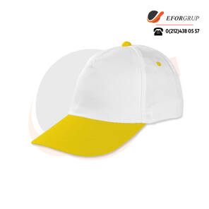 Promosyon Şapka Beyaz Gövde Sarı Siper