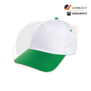 Promosyon Şapka Beyaz Gövde Yeşil Siper