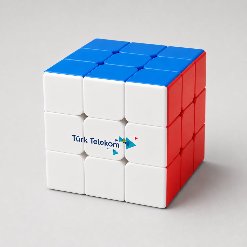 Promosyon Sihirli Küp Mavi-Kırmızı - Logo Baskılı 3x3 Rubik Zeka Küpü