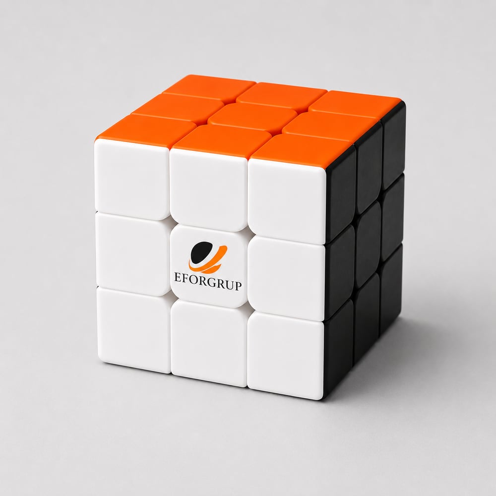 Promosyon Zeka Küpü Mavi-Kırmızı - Logo Baskılı 3x3 Sihirli Küp