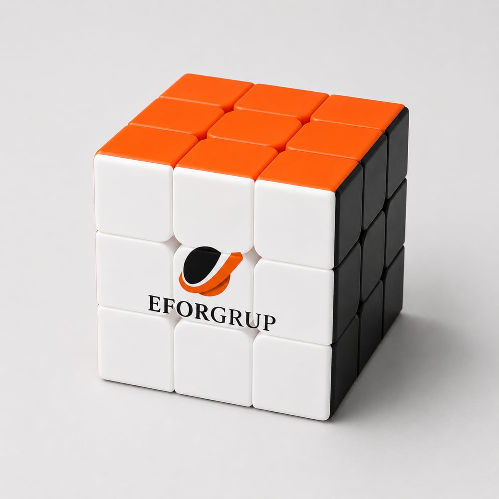 Promosyon Zeka Küpü Turuncu-Siyah - Logo Baskılı 3x3 Sihirli Küp