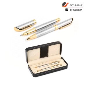 Promosyon Altın Renk Roller Tükenmez Kalem Seti