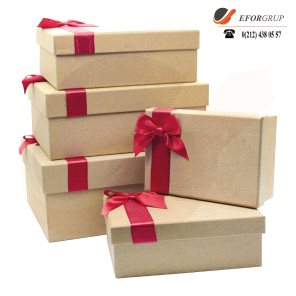 Saten Kurdeleli Kraft Hediye Kutusu ( 23 x 16 x 9 cm )