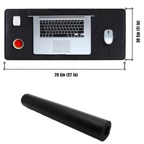 Siyah Deri Mouse Pad 70x30 L Dikişli Kenar Çift Yönlü Kullanım Masa Matı Sümen