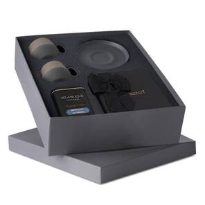 Tube 2'li Tabaklı Kahve Fincanı, Türk Kahvesi Ve Lokum Hediye Seti Siyah - Siyah & Taş