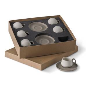 Tube 6'lı Tabaklı Kahve Fincan Takımı Taş - Fildişi