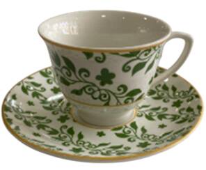 YAPRAK DESENLİ KAHVE FİNCANI YEŞİL