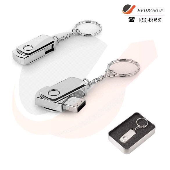 8 GB Döner Kapaklı Metal Anahtarlık USB Bellek