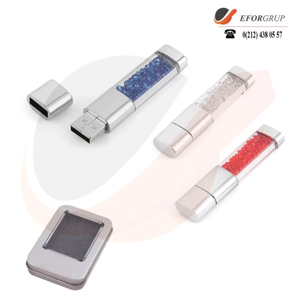 8 GB Metal Kristal Taşlı USB Bellek