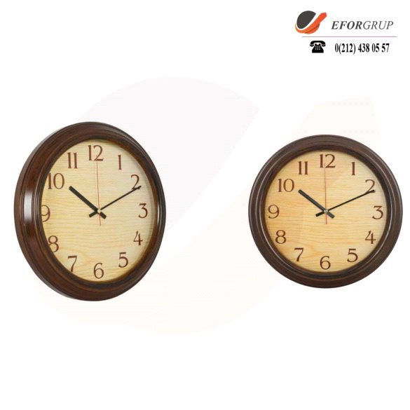 Ahşap Desenli Plastik Duvar Saati