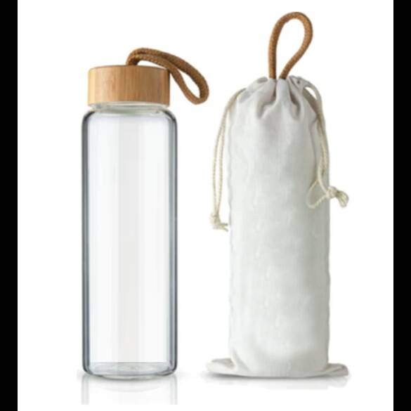 Bambu Kapaklı Borosilikat Cam Matara 470 Ml