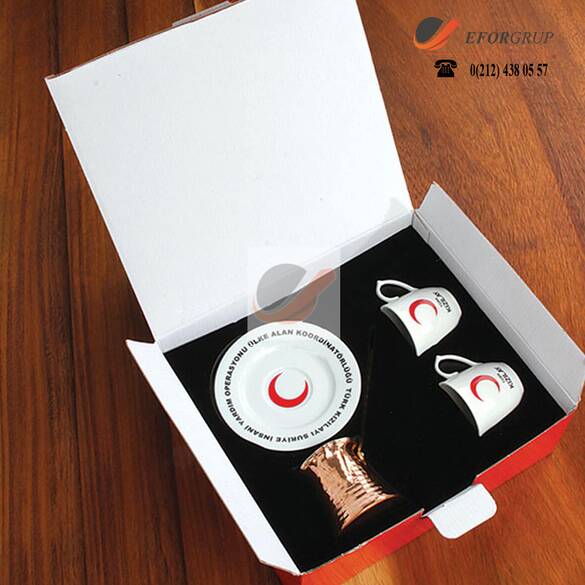 Baskılı Cezveli Kahve Fincanı Seti