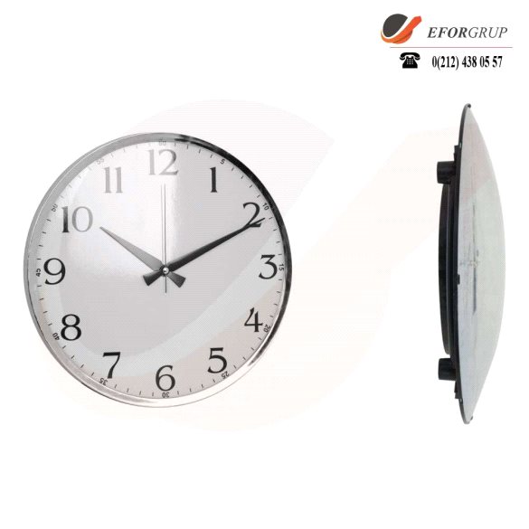 Bombeli Krom Çerçeve Duvar Saati