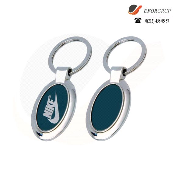 Çift Taraflı Logo Baskılı Metal Anahtarlık