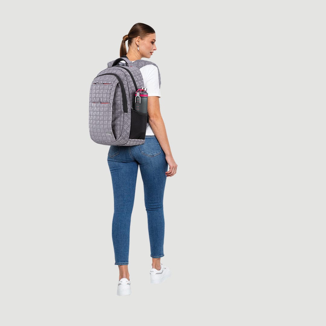 Classone BP-L306 Siena Serisi WTXpro Su Geçirmez Kumaş 15, 6 İnch Sırt Çantası – Kareli Gri