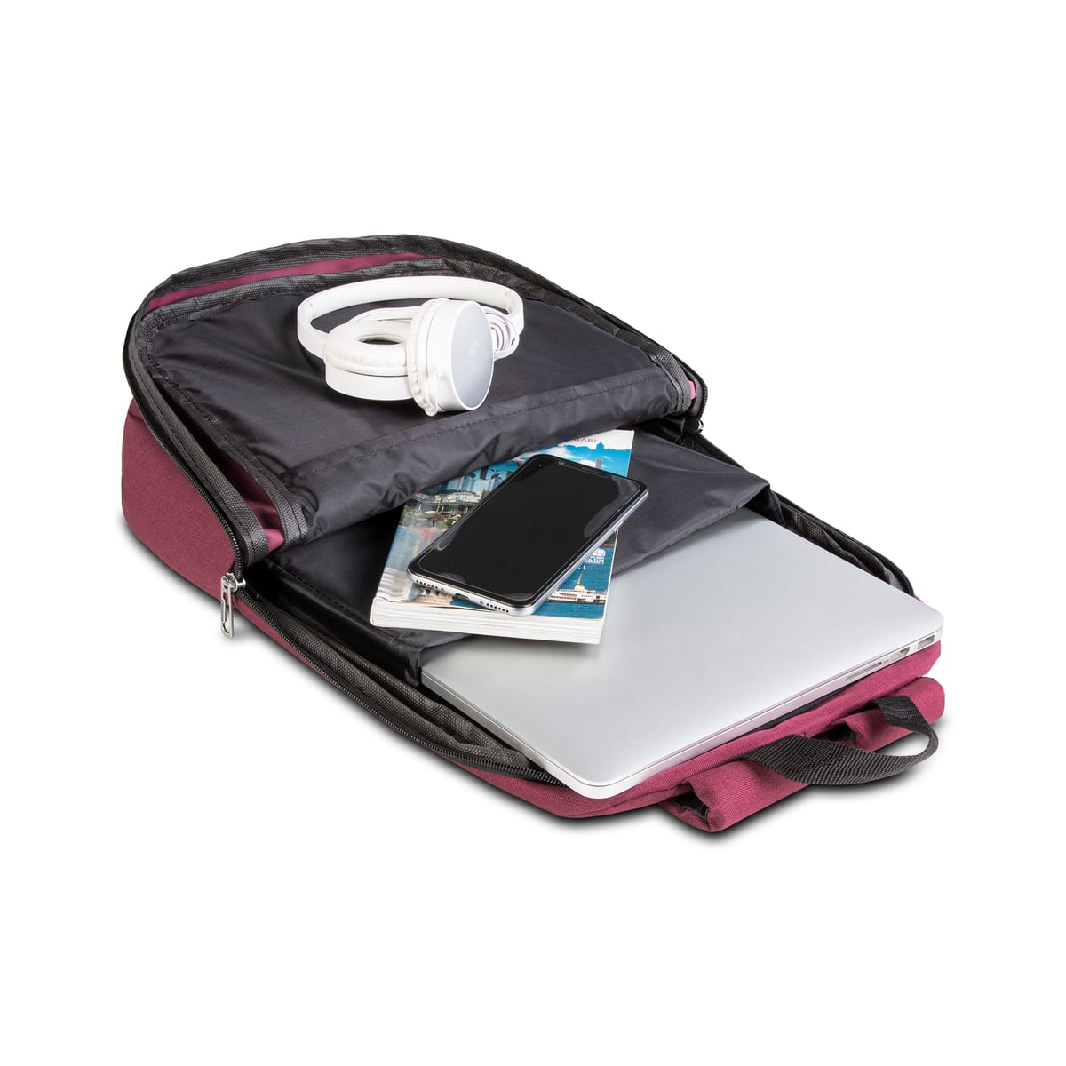 Classone PR-C1605 Casetto Serisi WTXpro Su Geçirmez Kumaş 15.6 Notebook Sırt Çantası-bordo
