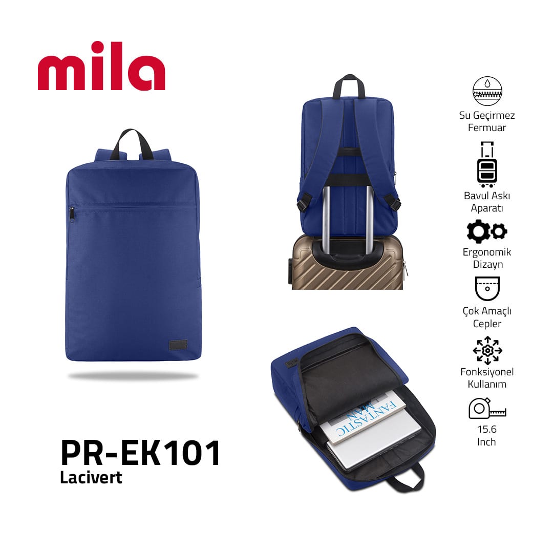 Classone PR-EK101 15.6 Mila Laptop Sırt Çantası, Lenovo, Hp, Asu, Monster, Macbook, Mac Air Uyumlu- Lacivert