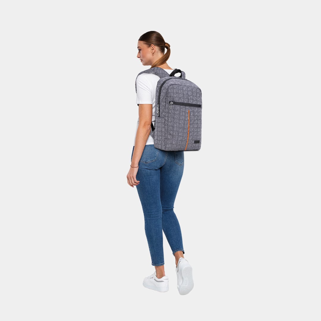 Classone WTX506GT Pro 15.6 İnch Uyumlu WTXpro Su Geçirmez Kumaş, Su Geçirmez Fermuar, Macbook , Laptop , Notebook Sırt Çantası -gri/turuncu