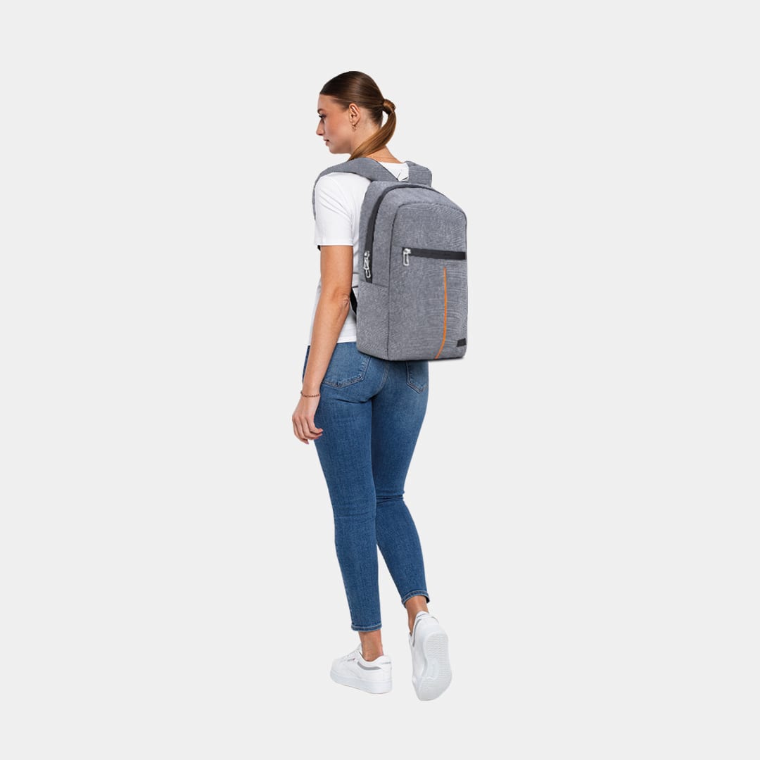 Classone WTX508GT Pro 15.6 İnch Uyumlu WTXpro Su Geçirmez Kumaş, Su Geçirmez Fermuar, Macbook , Laptop , Notebook Sırt Çantası -gri/turuncu